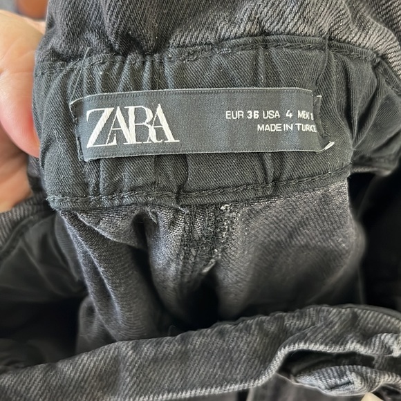 Zara Paperbag Waist High Rise Tapered Balloon Leg Cropped Jeans - Picture 10 of 14